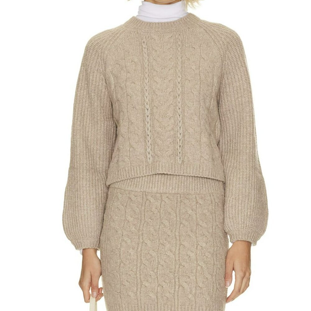 Revolve Stitches + Stripes Tan Cable Knit Sweater NWT